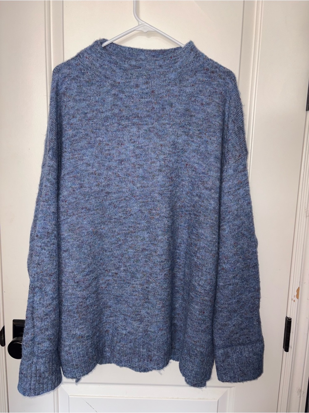 Well Worn Blue Speckled Mock Neck Sweater